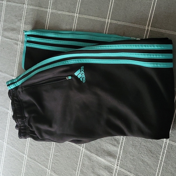 Adidas Womens trackpaints turquoise stripe size S - Picture 4 of 6